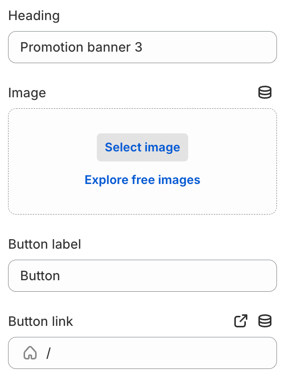 promotion banners block setting